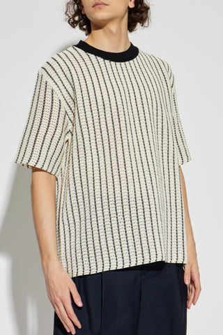 JIL SANDER cream T-shirt with decorative knit 3