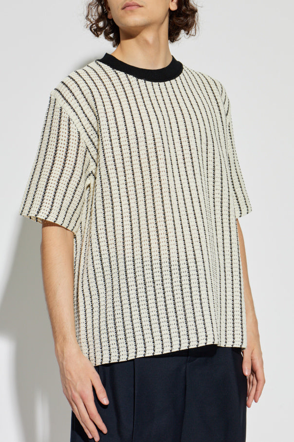 JIL SANDER cream T-shirt with decorative knit 3