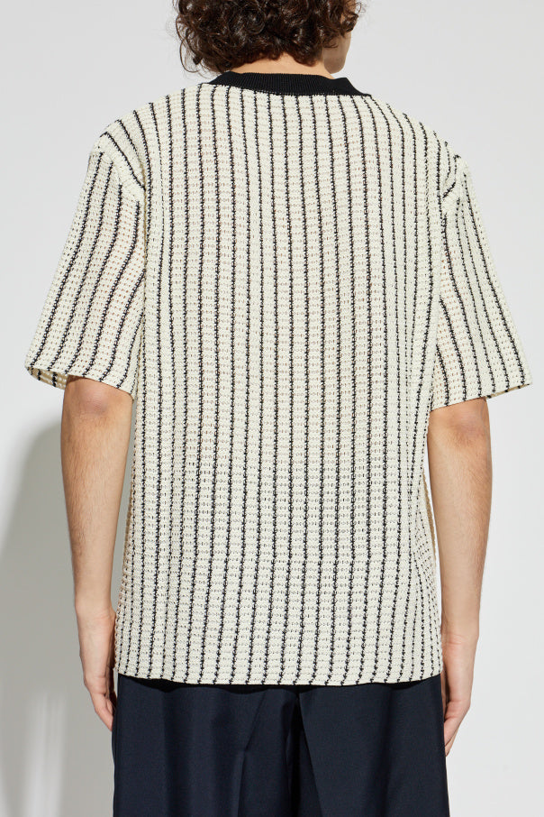 JIL SANDER cream T-shirt with decorative knit 4