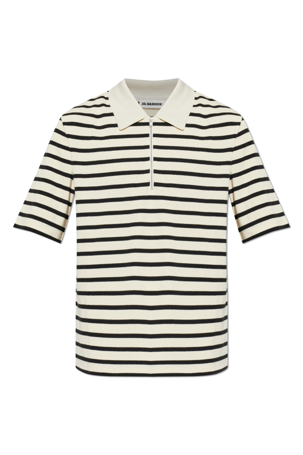 JIL SANDER+ cream Striped pattern polo 1