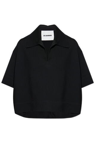 JIL SANDER BLACK Loose-fit top with a sweetheart neckline 1
