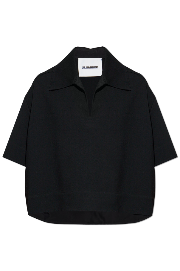 JIL SANDER BLACK Loose-fit top with a sweetheart neckline 1