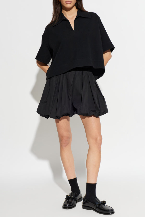 JIL SANDER BLACK Loose-fit top with a sweetheart neckline 2