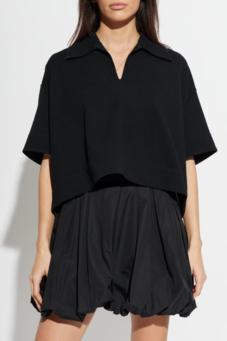 JIL SANDER BLACK Loose-fit top with a sweetheart neckline 3
