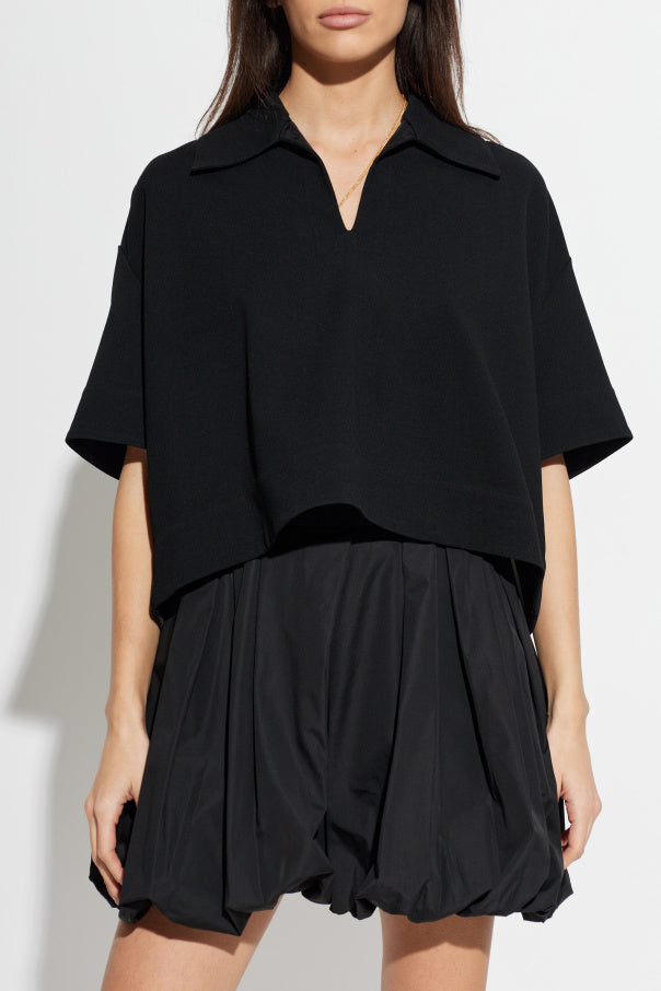 JIL SANDER BLACK Loose-fit top with a sweetheart neckline 3