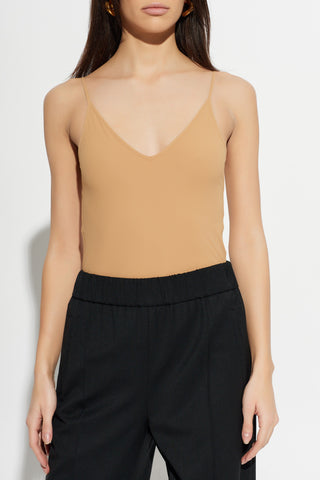 JIL SANDER beige Bodysuit with spaghetti straps and V-neckline 3