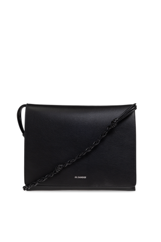 JIL SANDER BLACK "Tangle Flat Medium" shoulder bag 1
