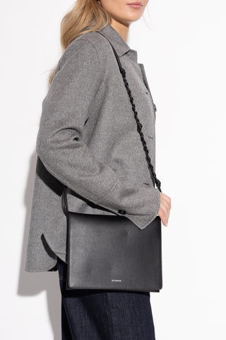 JIL SANDER BLACK "Tangle Flat Medium" shoulder bag 2