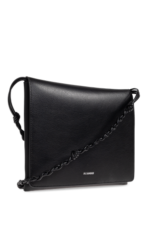 JIL SANDER BLACK "Tangle Flat Medium" shoulder bag 4