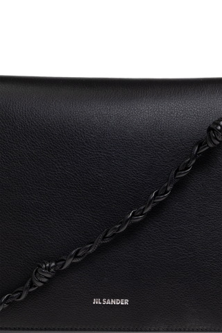 JIL SANDER BLACK "Tangle Flat Medium" shoulder bag 6