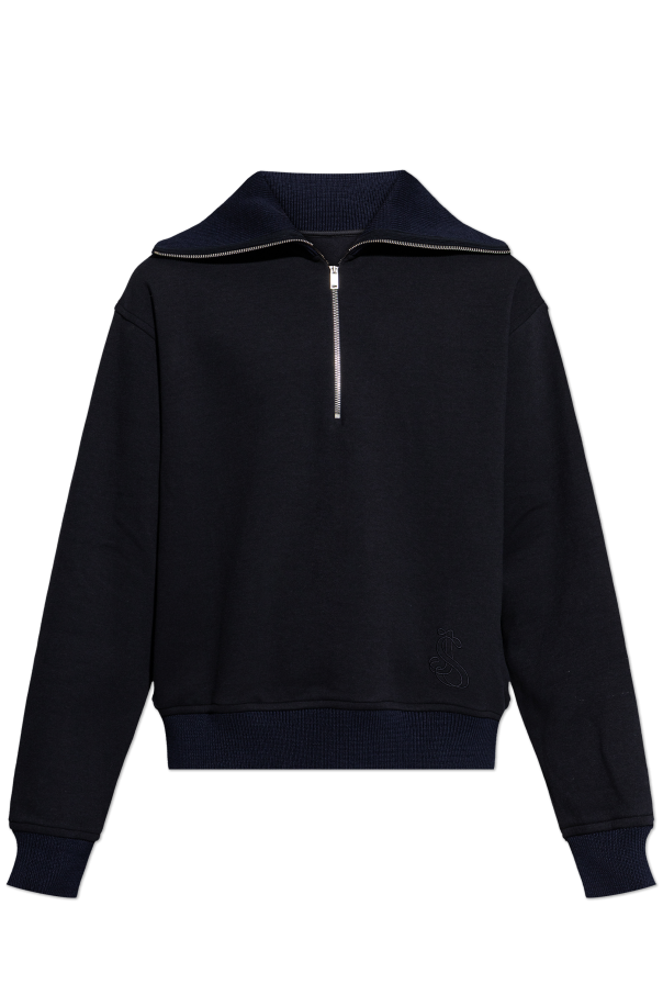 JIL SANDER BLACK Sweatshirt with embroidered logo 1