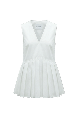 JIL SANDER WHITE Sleeveless top with sweetheart neckline 1