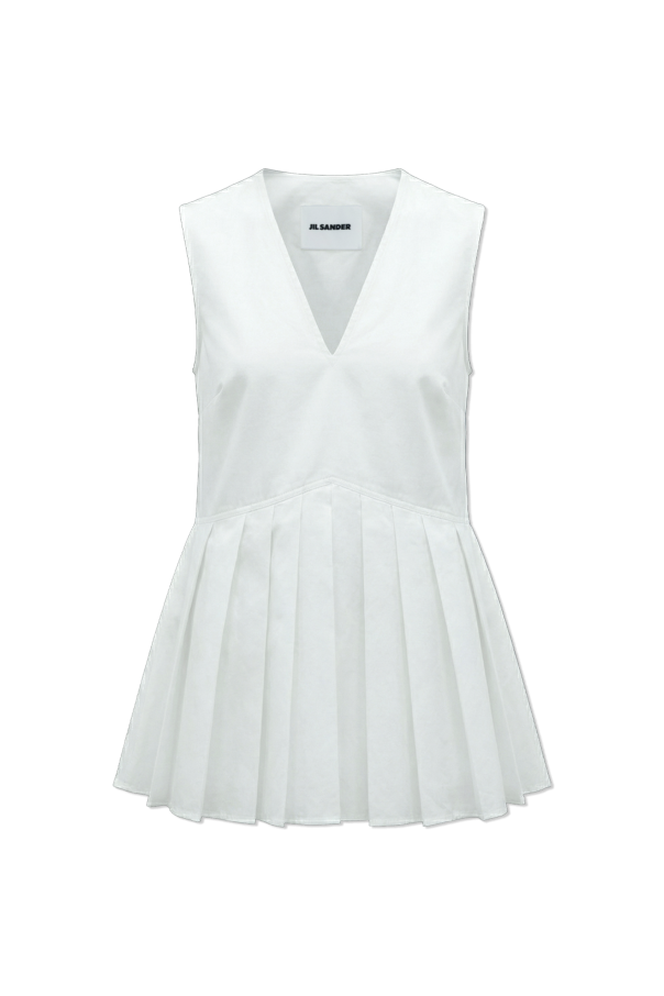 JIL SANDER WHITE Sleeveless top with sweetheart neckline 1
