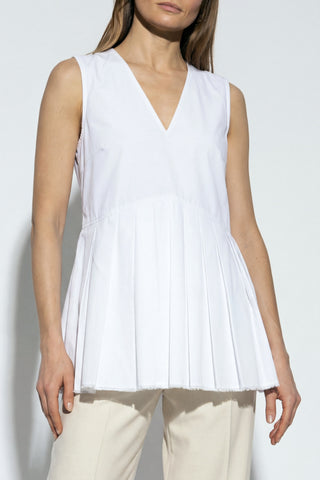 JIL SANDER WHITE Sleeveless top with sweetheart neckline 3