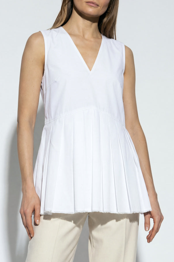 JIL SANDER WHITE Sleeveless top with sweetheart neckline 3