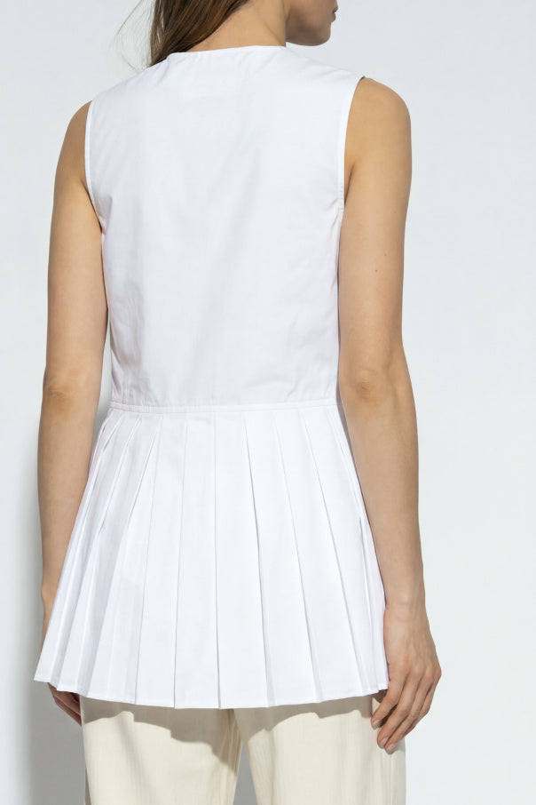 JIL SANDER WHITE Sleeveless top with sweetheart neckline 4