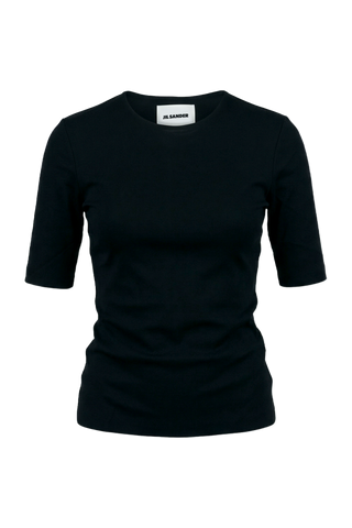 JIL SANDER BLACK Top with a round neckline 1