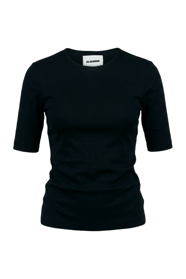 JIL SANDER BLACK Top with a round neckline 1