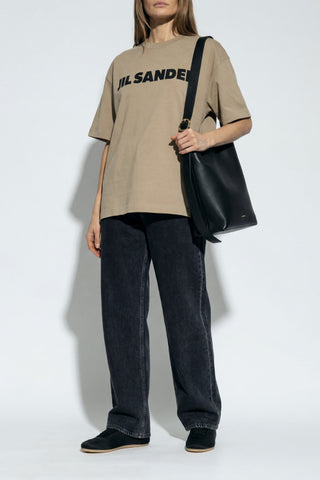 JIL SANDER beige T-shirt with printed logo 2