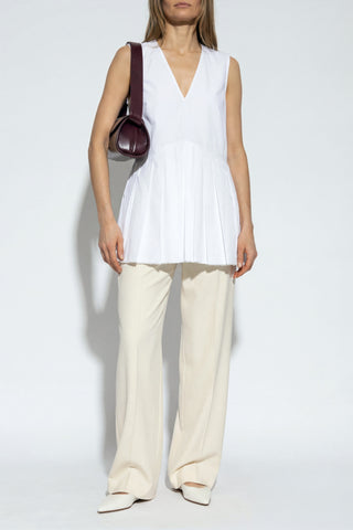 JIL SANDER cream Wool wide-leg trousers 2