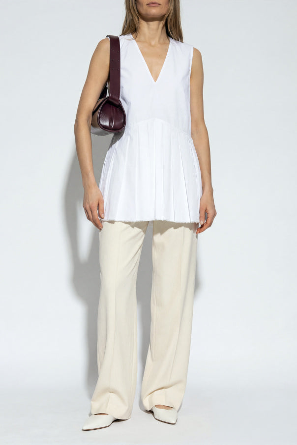 JIL SANDER cream Wool wide-leg trousers 2