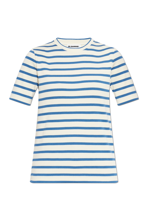 JIL SANDER+ BLUE Cotton T-shirt with striped pattern 1