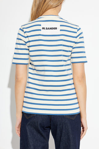JIL SANDER+ BLUE Cotton T-shirt with striped pattern 4