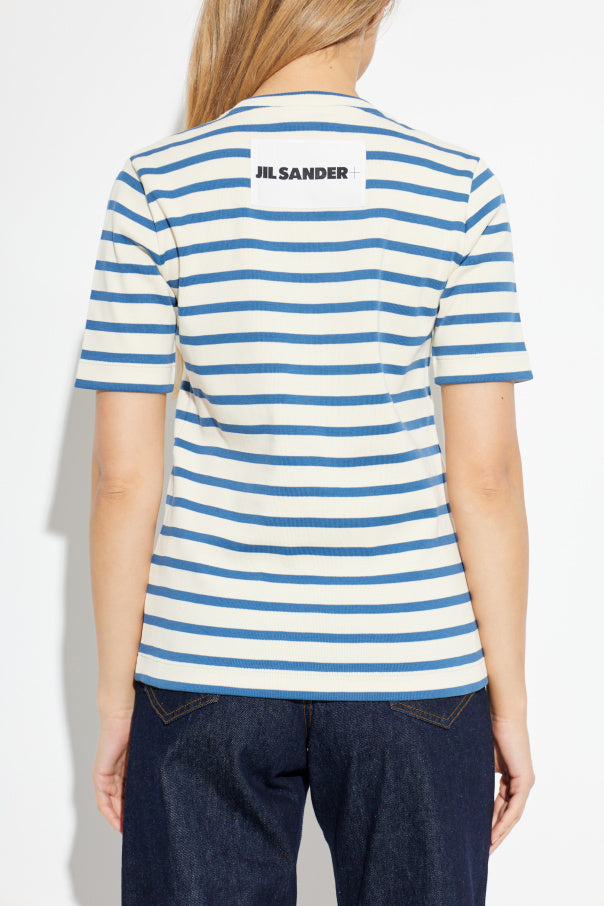 JIL SANDER+ BLUE Cotton T-shirt with striped pattern 4