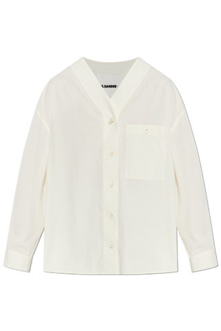 JIL SANDER+ cream V-neck shirt 1