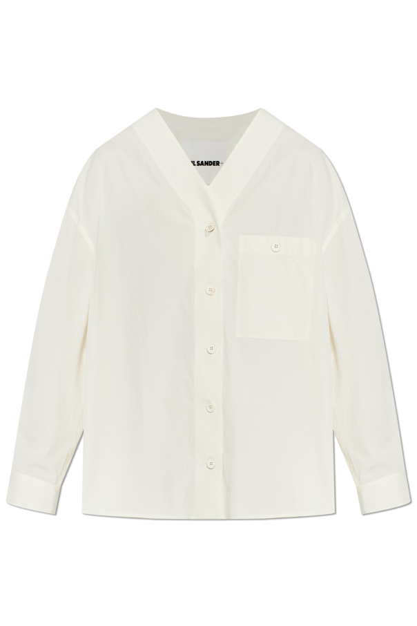 JIL SANDER+ cream V-neck shirt 1