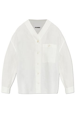 JIL SANDER+ WHITE V-neck shirt 1