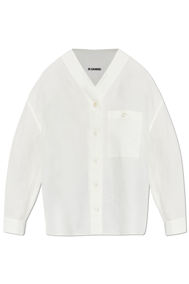 JIL SANDER+ WHITE V-neck shirt 1
