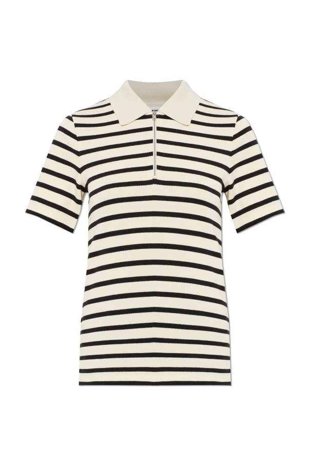 JIL SANDER+ WHITE Polo shirt with striped pattern 1