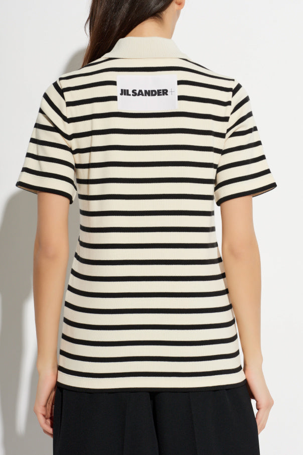 JIL SANDER+ WHITE Polo shirt with striped pattern 4