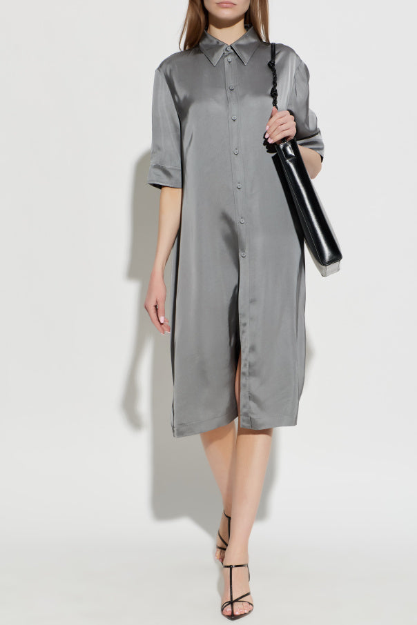 JIL SANDER GREY Satin shirt 2