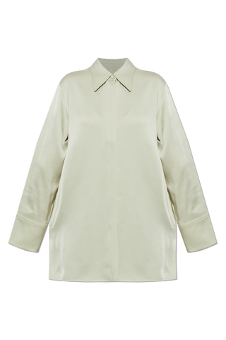 JIL SANDER GREEN Loose-fit satin shirt 1