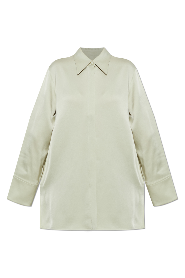 JIL SANDER GREEN Loose-fit satin shirt 1