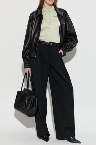 JIL SANDER GREEN Loose-fit satin shirt 2