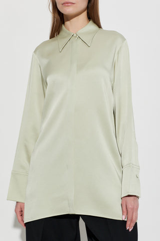 JIL SANDER GREEN Loose-fit satin shirt 3