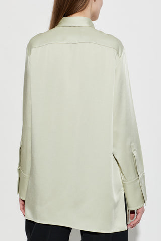 JIL SANDER GREEN Loose-fit satin shirt 4