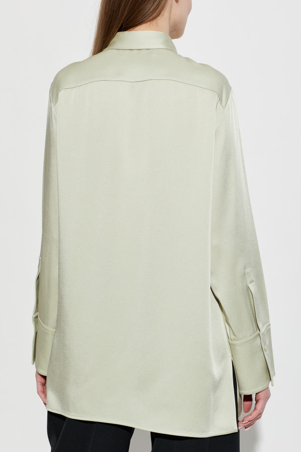 JIL SANDER GREEN Loose-fit satin shirt 4