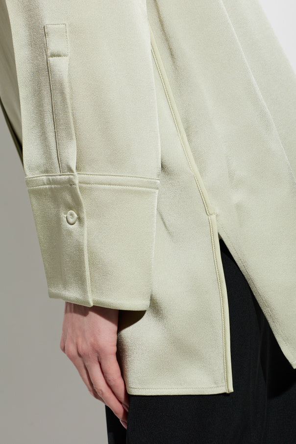 JIL SANDER GREEN Loose-fit satin shirt 5