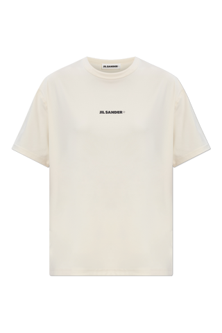 JIL SANDER+ cream T-shirt with printed logo 1