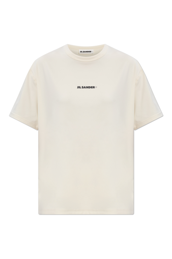 JIL SANDER+ cream T-shirt with printed logo 1