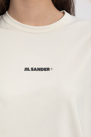 JIL SANDER+ cream T-shirt with printed logo 5