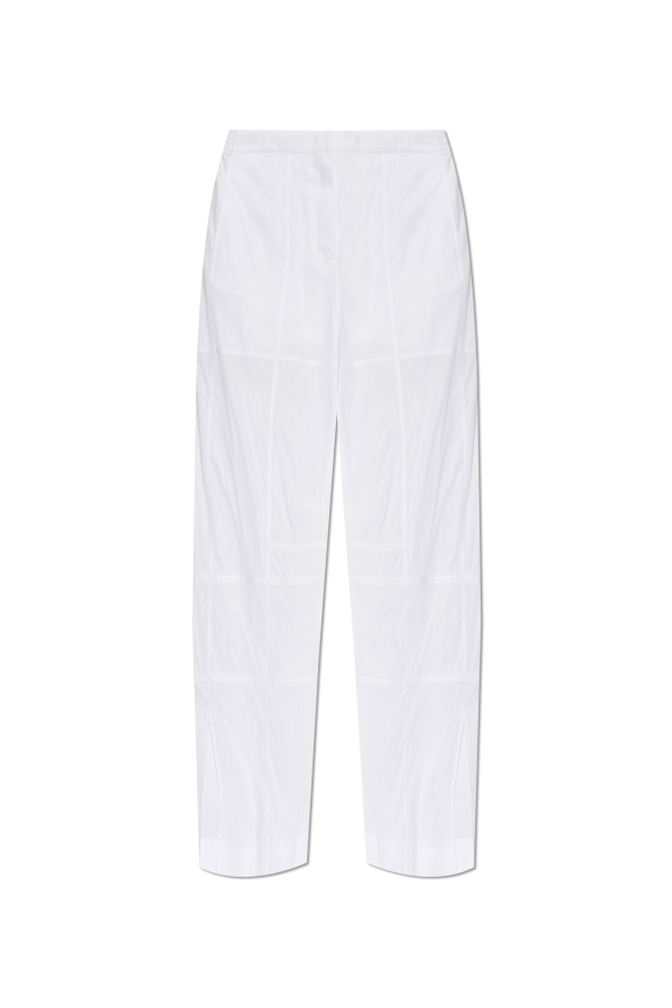 JIL SANDER WHITE Cotton trousers with side slits 1