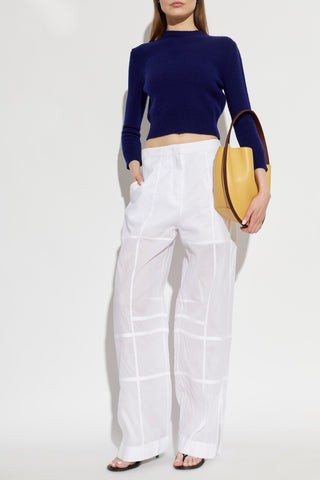 JIL SANDER WHITE Cotton trousers with side slits 2