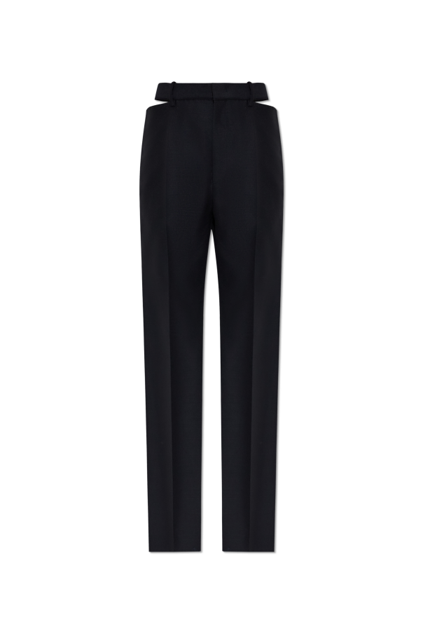 JIL SANDER NAVY BLUE Wool trousers with a split waistband 1
