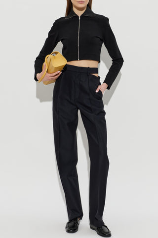 JIL SANDER NAVY BLUE Wool trousers with a split waistband 2