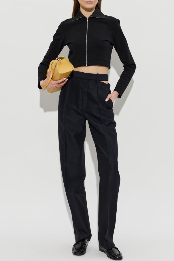 JIL SANDER NAVY BLUE Wool trousers with a split waistband 2
